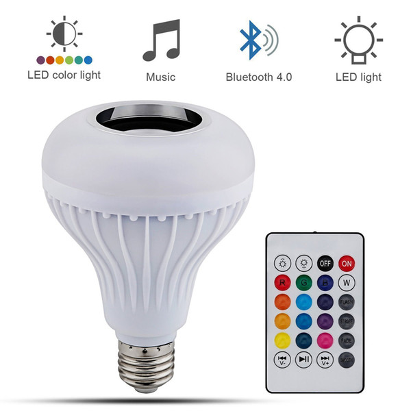 Wireless 12W E27 LED RGB Bluetooth Speaker Bulb power with Music Playing Light Lamp + remote controller