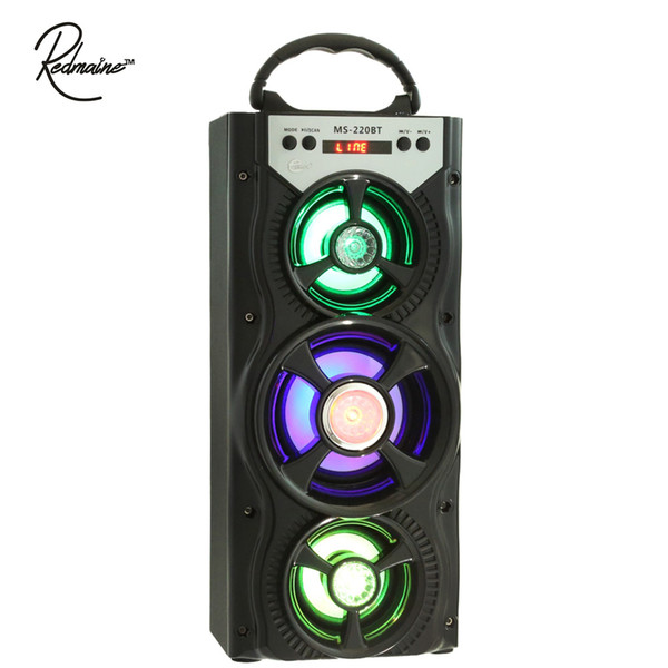 Wholesale- Redmaine MS-220BT Portable Multifunctional USB AUX Bluetooth Speaker FM Radio Backlight Support 3.5mm Plug Micro SD Card U-disk