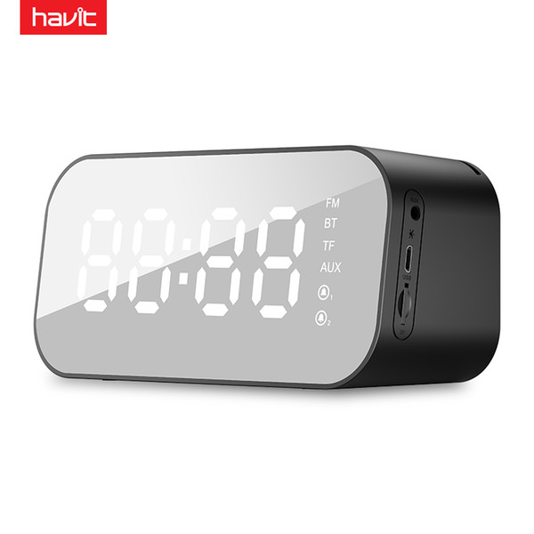 HAVIT Portable Bluetooth Speaker Alarm Clock Wireless LED Display Temperature With FM Radio Support Aux TF USB Music Player M3