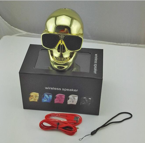 New Novelty Skull Speakers Mini Wireless Bluetooth Subwoofer Ghost Head Louder Speaker For Iphone Samsung with Retail box DHL Free