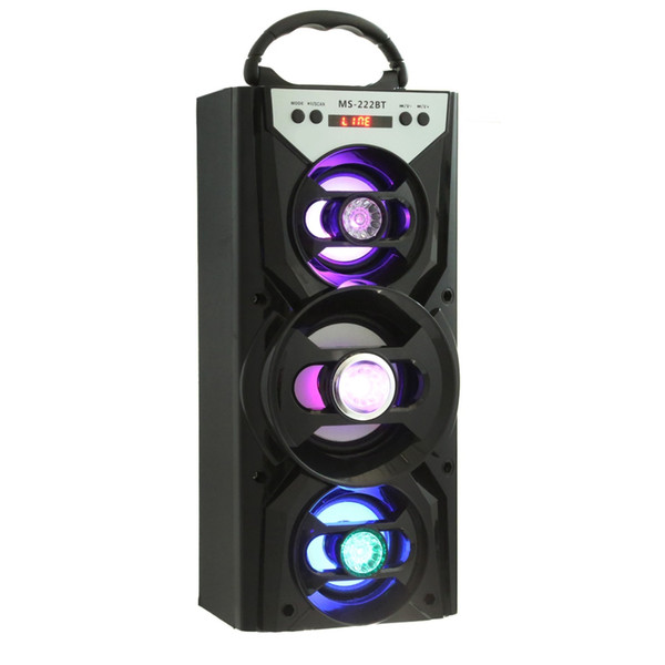 Wholesale- Redmaine Portable LED Blacklight Bluetooth Speaker Loudspeaker HiFi Super Bass FM Radio TF Card Playing AUX for Smartphone