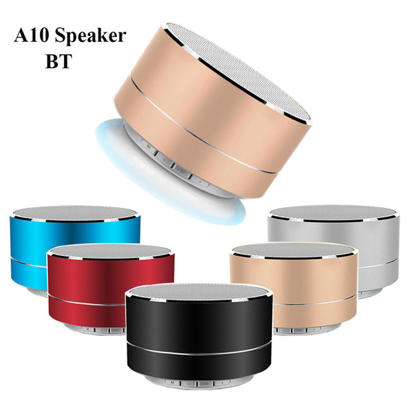 A10 Wireless Bluetooth Speaker Metal Mini Portable Subwoof Sound With Mic TF Card FM Radio AUX MP3 Music Play Loudspeaker In Retail Package