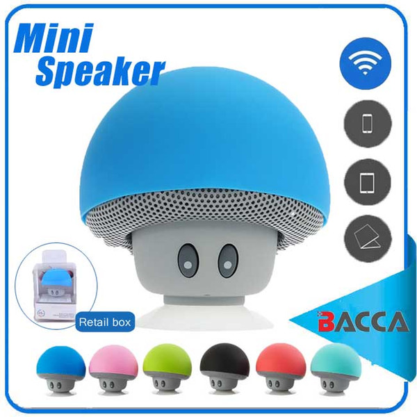 Mushroom Mini Wireless Bluetooth Speaker Hands Free Sucker Cup Audio Receiver Music Stereo Subwoofer USB For Android IOS PC for s7 edge