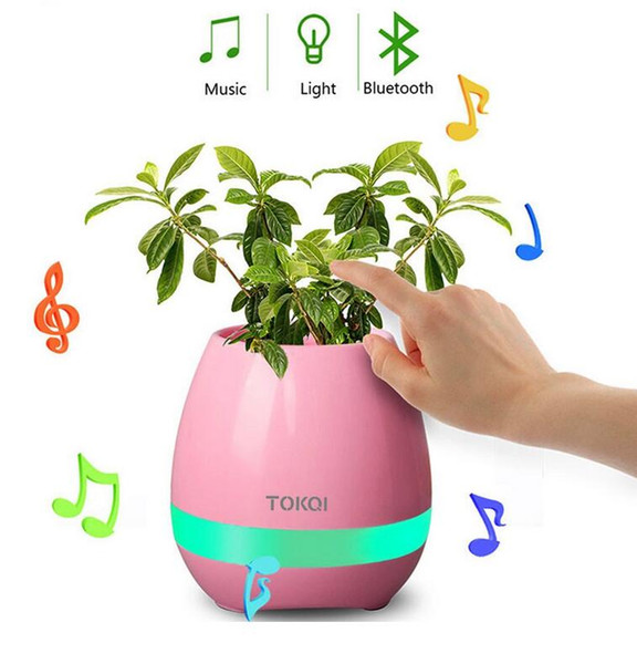 Mini Smart Speaker Wireless Bluetooth Remote Control Touch Sensing Color LED Music Plastic Flower Pot Decorative on Desk DHL Free Ship