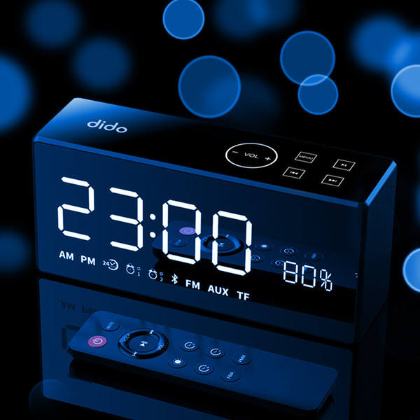 Dido X9 wireless Bluetooth speaker mirror HiFi shock sound alarm clock two-way telephone