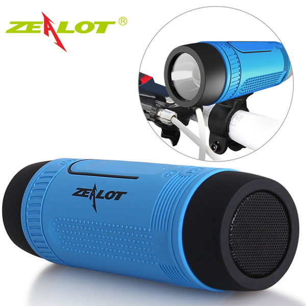 Zealot S1 Column Bluetooth Speaker fm Radio Portable Waterproof Outdoor bicycle Wireless Speaker flashlight+PowerBank+Bike Mount