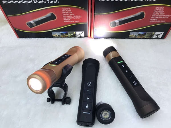 Outdoor multifunctional flashlight speakers bicycle bluetooth speakers 5-in-1 speaker with FM radio/power bank/bluetooth speaker/flashlight