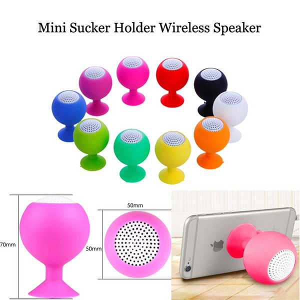 Wholesale Mini 2 in 1 Silicone Sucker Holder Wireless Speaker For Smart Cell Phone Tablet For iphoneX 8 8plus 7 7plus sumsung HTC xiaomi