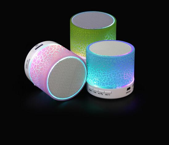 New Mini Portable Crackle Texture Bluetooth Wireless Speaker with LED Light Support U Disk TF Card Mobile Phone Player with Retail Box