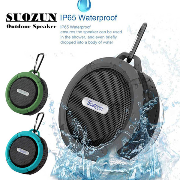 SUOZUN Waterproof Outdoor Bluetooth Speaker Portable Wireless Subwoofer Loudspeaker Shower Bicycle Speakers with Suction Cu