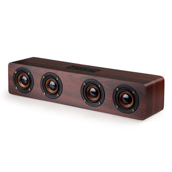 Bamboo wood Wireless Bluetooth Speaker HiFi Wood Sound bar Portable Dual Bass Stereo Speaker USB Charging TF FM speakers AUX