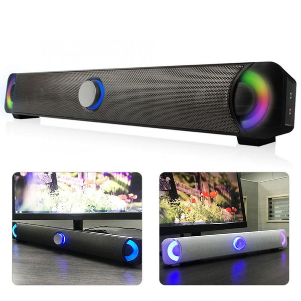 Smalody Wireless Bluetooth Speaker Soundbar Subwoofer with Colorful LED light effects Computer loudSpeaker stereo luminous lamp TV Sound bar