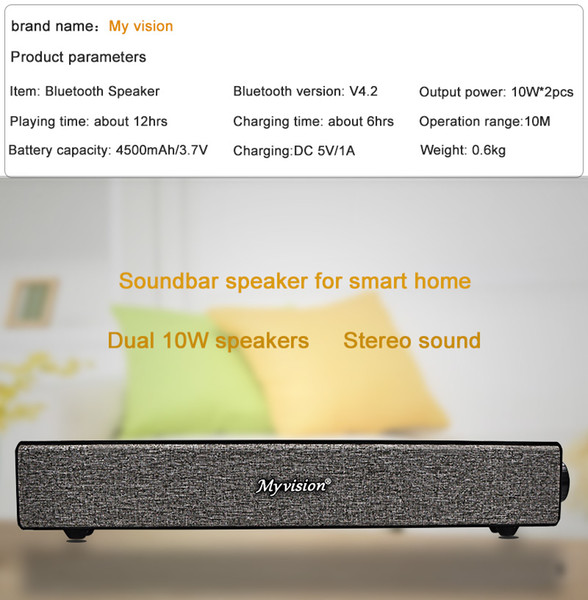 Wholesale- 2*10W Big Power BT808 HIFI Soundbar Portable Wireless Bluetooth Speaker Stereo Subwoofer Sound support MIC Aux Black