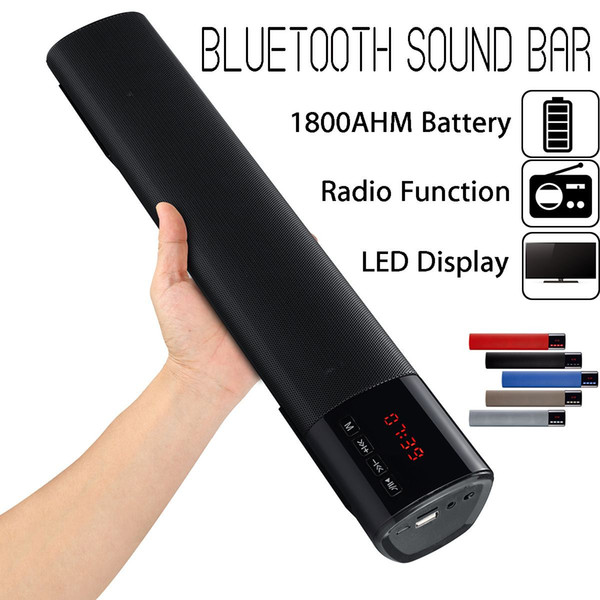 Home TV PC bluetooth Soundbar Speaker Portable Wireless Subwoofer 3D Surround Speakers HiFi Support FM Radio Clock TF USB