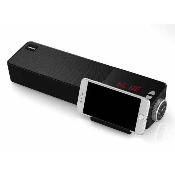 HF-Q1 10W Bluetooth Speaker with Clock Display Holder for Phone 10W Subwoofers Wireless Stereo Soundbar TF USB Disk MP3 Music Player