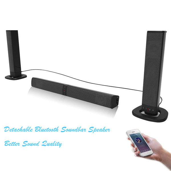 New Detachable 20W Wireless Bluetooth Column Soundbar Stereo Speaker TV Home Theater 2.0A Built-in Battery Soundbar