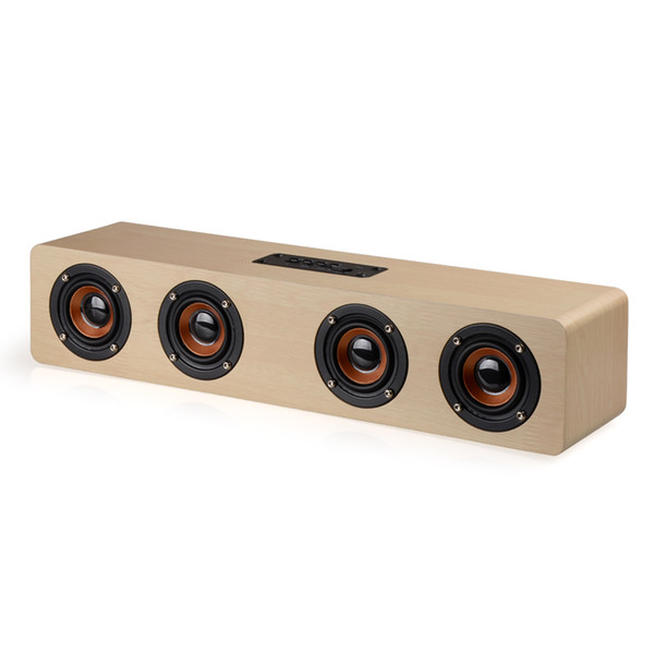 Bamboo wood Wireless Bluetooth Speaker HiFi Wood Sound bar Portable Dual Bass Stereo Speaker USB Charging TF FM speakers AUX