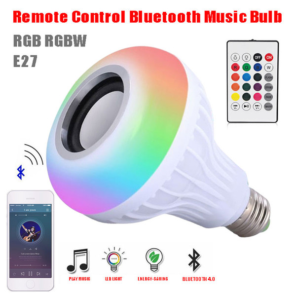 Wireless Bluetooth Speaker LED Bulb 12W Led Smart Audio Music Player with 24 Keys Remote Control