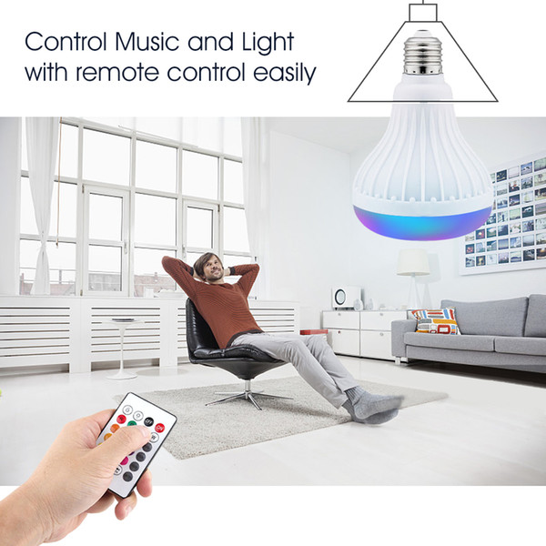 LED Lamp Bluetooth Speaker Wireless +12W RGB Bulb 110V 220V Smart Led Light Music Player Audio with Remote Control Speaker Retail link