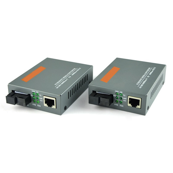 Wholesale- 1 Pair HTB-GS-03 A/B Gigabit Fiber Optical Media Converter 1000Mbps Single Mode Single Fiber SC Port 20KM External Power Supply