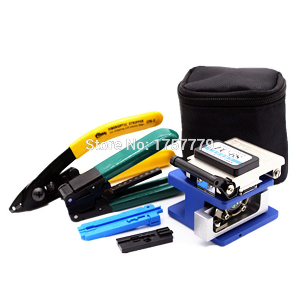 6 In 1 FTTH Fiber Optic Tool Kit with FC-6S Fiber Cleaver and CFS-2 miller stripper+ drop cable Wire stripper Use Ftth Fttx