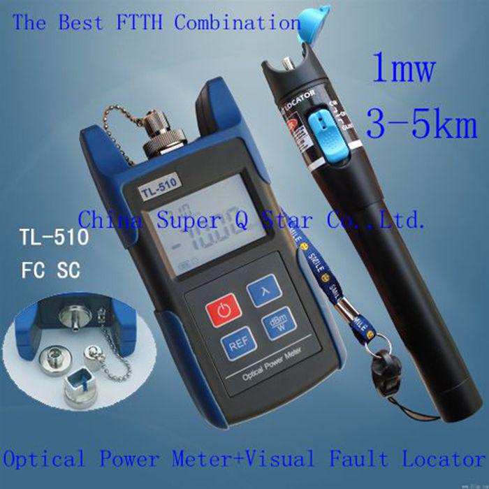 FTTH Kit TL510C -50~+26 Optical Power Meter with FC SC ST Connector +TL532 Red Laser Fiber Optic Cable Tester (Range: 3-5km