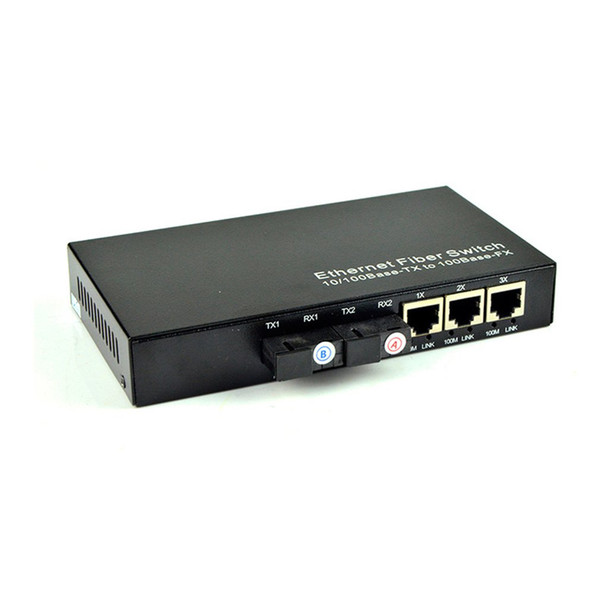 10/100M Fast Ethernet switch Converter 25KM Ethernet Fiber Optical Media Converter Single Mode 3 RJ45 and 2 SC fiber