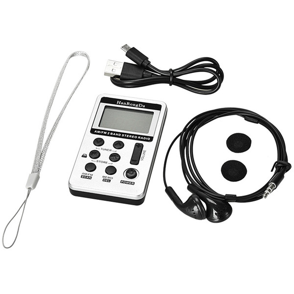 Newly Mini Portable Digital Tuning AM/FM Stereo Radio Rechargeable Battery Earphone for Walking