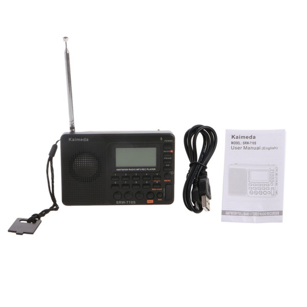 OOTDTY Digital Tuning LCD Receiver TF MP3 REC Player Portable AM FM SW Full Band Radio