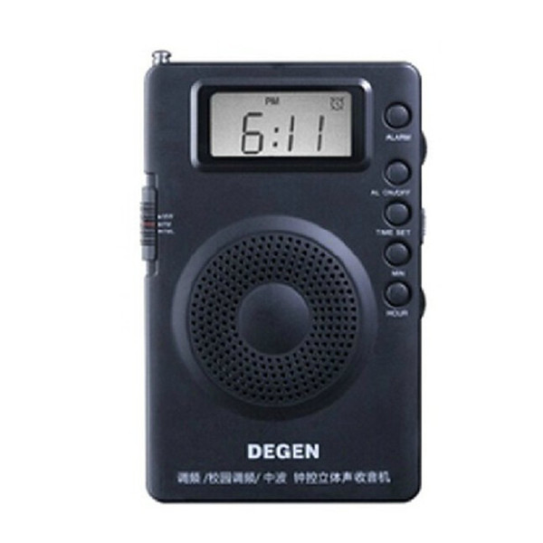 Wholesale-2015 new DEGEN DE215 Stereo Digital display FM/FML/MW Radio Receiver Mini Handle 3 Bands portable digital radio FM free shipping