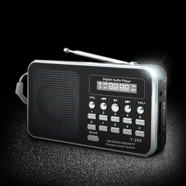 Portable Radio FM Support SD/TF Card Mini FM Radio Receiver Digital with USB LED Light Music Player for Phone MP3 MP4 Speakers