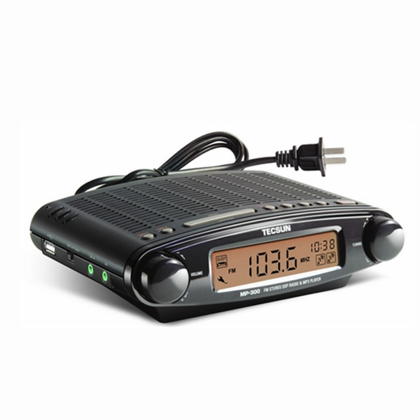 Tecsun Radio MP-300 DSP FM Stereo USB MP3 Player Desktop Clock ATS Alarm Black FM Portable Radio Receiver Y4137A Tecsun MP300