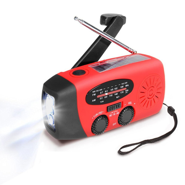 Emergency Radio Solar Hand Crank Self Powered AM/FM/NOAA/WB Weather Radio Multifunctional Compact Dynamo LED Flashlight