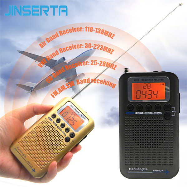 JINSERTA Full Band Radio Digital Demodulator FM/AM/SW/ CB/Air/VHF World Band Stereo Portable Radio with LCD Display Alarm Clock