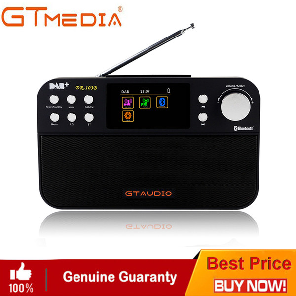 Professional Black GTMedia DR-103B Digital FM Radio DAB+Radio Stero For UK EU With Bluetooth Built-in Loudspeaker Color screen