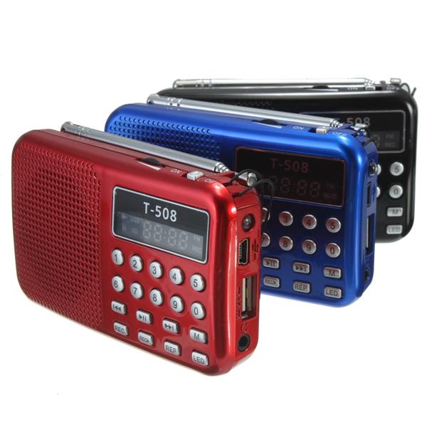 Freeshipping Mini Portable 50mm Internal Magnetic T508 LED Stereo FM Radio Speaker USB TF Card MP3 Music Player