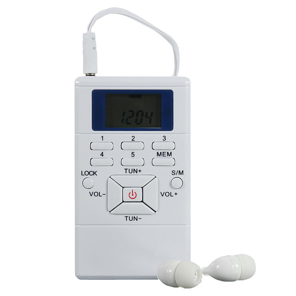 New White Mini Frequency Modulation FM Radio Digital Signal Processing Portable Receiver With Earphone Radio