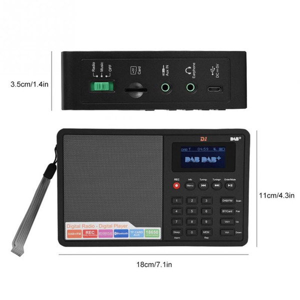 Potable Bluetooth DAB+ FM RDS Digital Radio 8-inch LCD display TF Card Digital Player