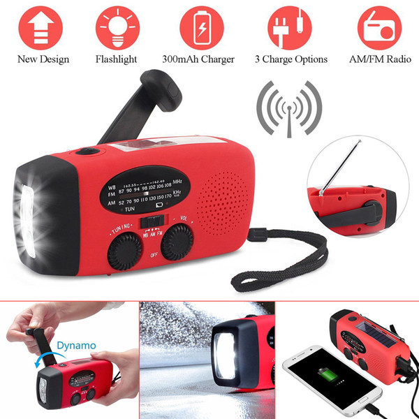 Emergency Solar Hand Crank Dynamo AM/FM/NOAA Weather Radio LED Flashlight Charge Charger 3 in 1 Outdoor Gear