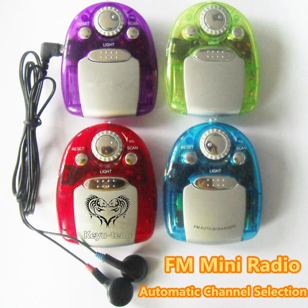 Portabe Mono Mini FM Radio Automatic Channel Selection With LED Light In Retail Packing Powered By AAA Battery Suppport Logo Customized