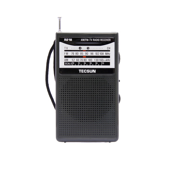 Free Shipping TECSUN R-218 AM/FM/TV Sound Pocket Radio Receiver with Built-In Speaker