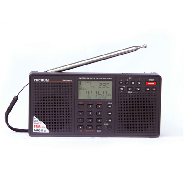 Wholesale-Tecsun PL-398MP 2.2'' Full Band Digital Tuning Stereo Radio Receiver MP3 Player - Black