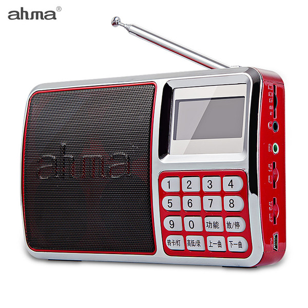 Wholesale-ahma 828 Digital FM Radio Portable Mini With Digital Display Rechargeable Radios with Stereo Loudspeaker support TF CARD USB