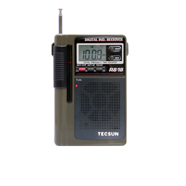 TECSUN R-818 FM/MW/SW Dual Conversion World Band Radio Receiver With Built-In Speaker Free Shipping