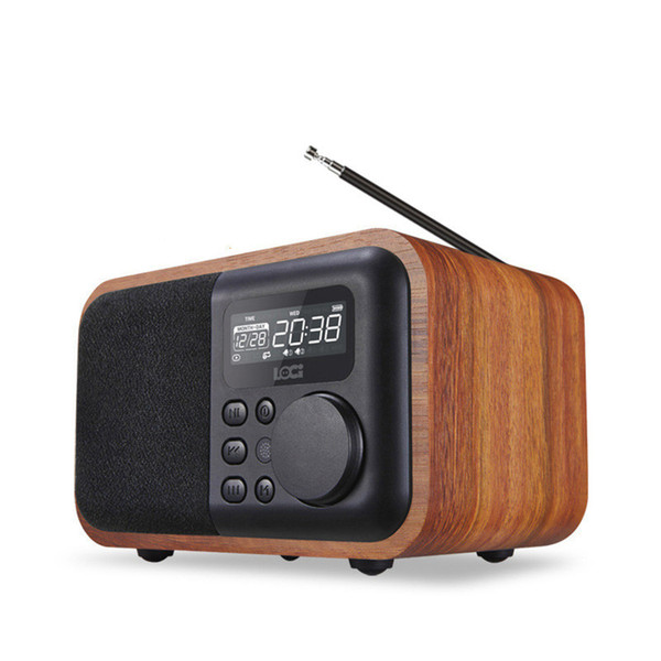 Wooden Bluetooth Speaker Alarm U disk Card Mini Speaker Subwoofer Retro Radio