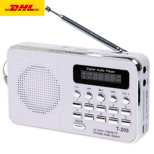 Hot Sale T-205 FM Radio Portable HiFi Card Speaker Digital Multimedia MP3 Music Loudspeaker White Camping Hiking Outdoor Sports