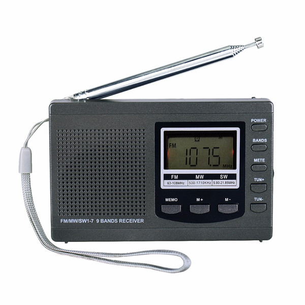 Pocket Radio 9K Portable DSP FM / MW / SW Receiver Emergency Radio Digital Alarm Clock Automatic Search Station Y4408H