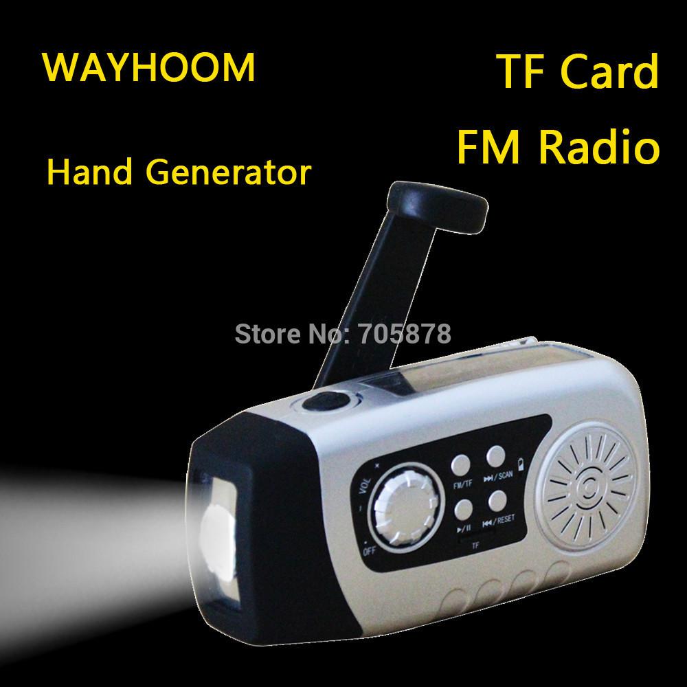 Wholesale-Hand Crank Radio Phone Outdoor Charger 2000mAh Solar Radio TF Card radio hand Generator Dnamo FM Solar Radio With