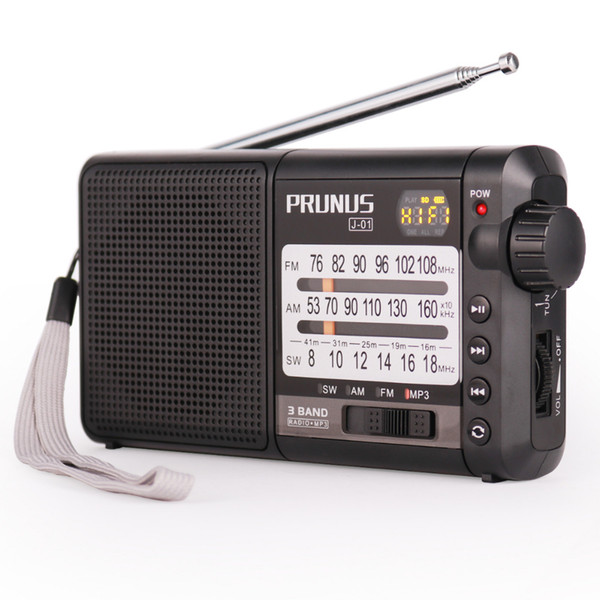 PRUNUS J-01 Radio Excellent Reception FM/AM(MW)/SW Micro SD MP3 DSP Transistor Portable Radio with 2200mah Large Rechargeable