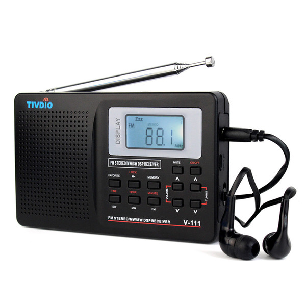 Wholesale-2 pcs Full Band Radio FM Stereo/MW /SW DSP TV Sound World Band Receiver with Timing Alarm Clock Portable Radio F9201